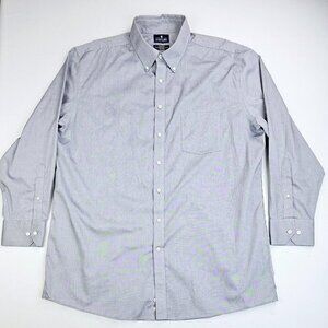 Stafford Size 18 34-35 Mens Gray Executive Pinpoint Cotton Non Iron Oxford Shirt